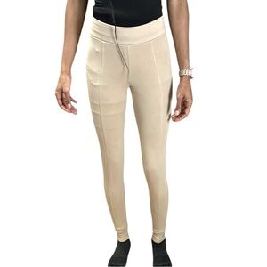 Zara Beige High-Waist Ponte Leggings